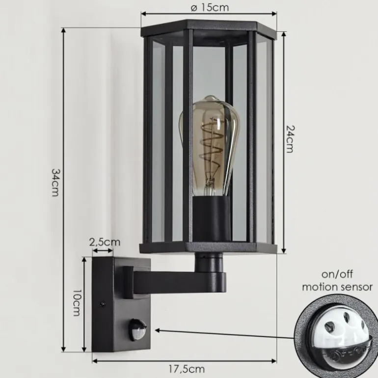 Monfanim Lampe murale d´extérieur Noir, 1 lumière