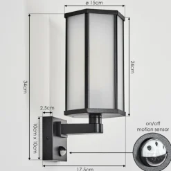 Monfanim Lampe murale d´extérieur Noir, 1 lumière