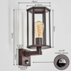 Monfanim Lampe murale d´extérieur Rouille, 1 lumière