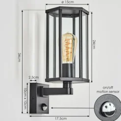 Monfanim Lampe murale d´extérieur Noir, 1 lumière