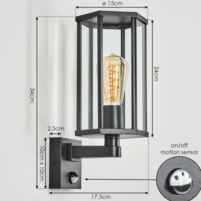 Monfanim Lampe murale d´extérieur Noir, 1 lumière