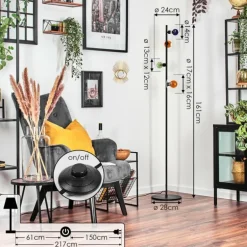 Monsul Lampadaire Noir, 4 lumières