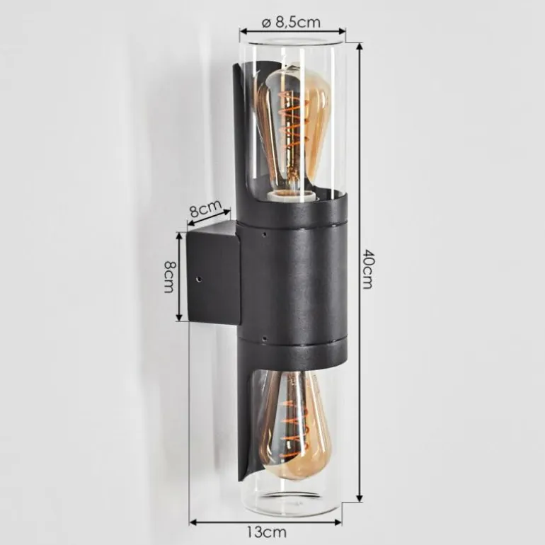 Morbak Lampe murale d´extérieur, Luminaire Up & Down Noir, 2 lumières