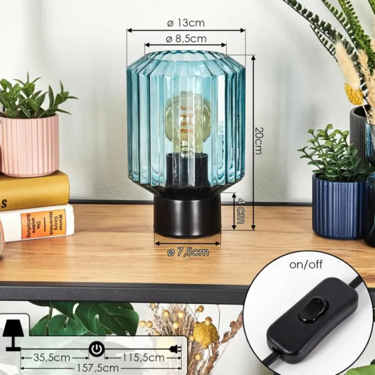 Moruja Lampe à poser Noir, 1 lumière