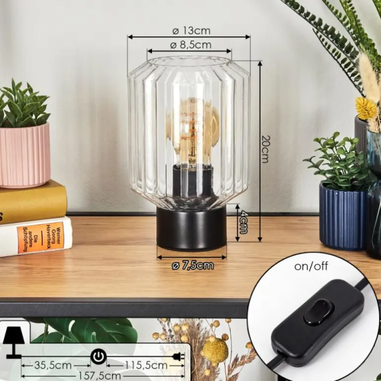 Moruja Lampe à poser Noir, 1 lumière