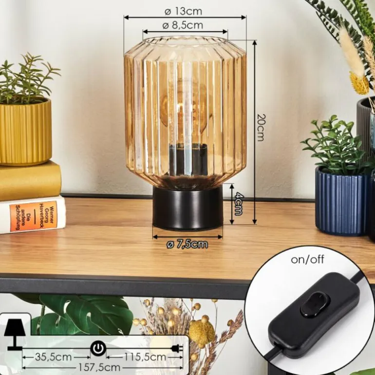 Moruja Lampe à poser Noir, 1 lumière