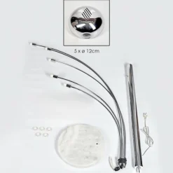 Nikkala Lampadaire Chrome, Marbre, Blanc, 5 lumières