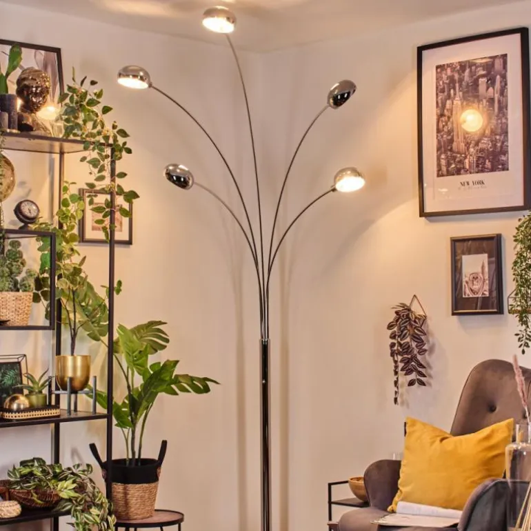 Nikkala Lampadaire Chrome, Marbre, Blanc, 5 lumières