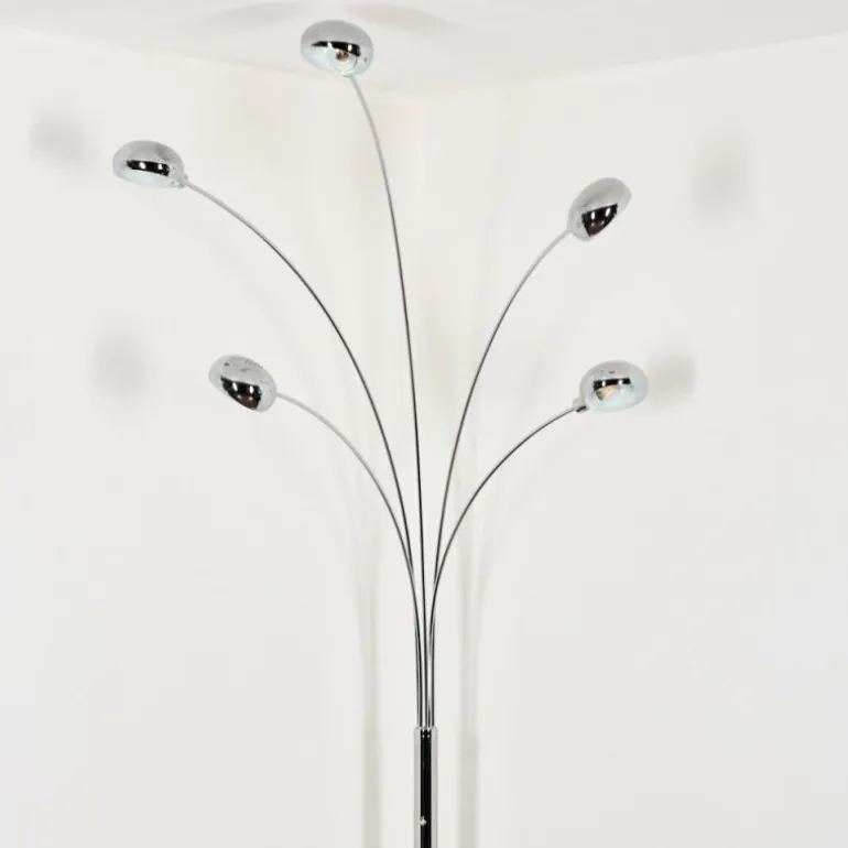 Nikkala Lampadaire Chrome, Marbre, Blanc, 5 lumières