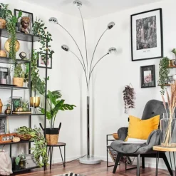 Nikkala Lampadaire Chrome, Marbre, Blanc, 5 lumières