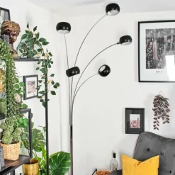 Nikkala Lampadaire Chrome, Marbre, Blanc, 5 lumières
