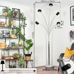 Nikkala Lampadaire Chrome, Marbre, Blanc, 5 lumières