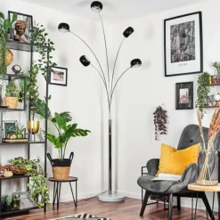Nikkala Lampadaire Chrome, Marbre, Blanc, 5 lumières