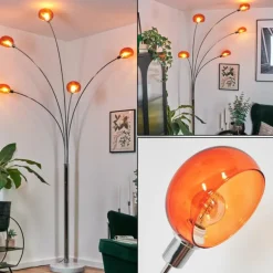 Nikkala Lampadaire Chrome, Blanc, 5 lumières