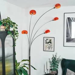 Nikkala Lampadaire Chrome, Blanc, 5 lumières
