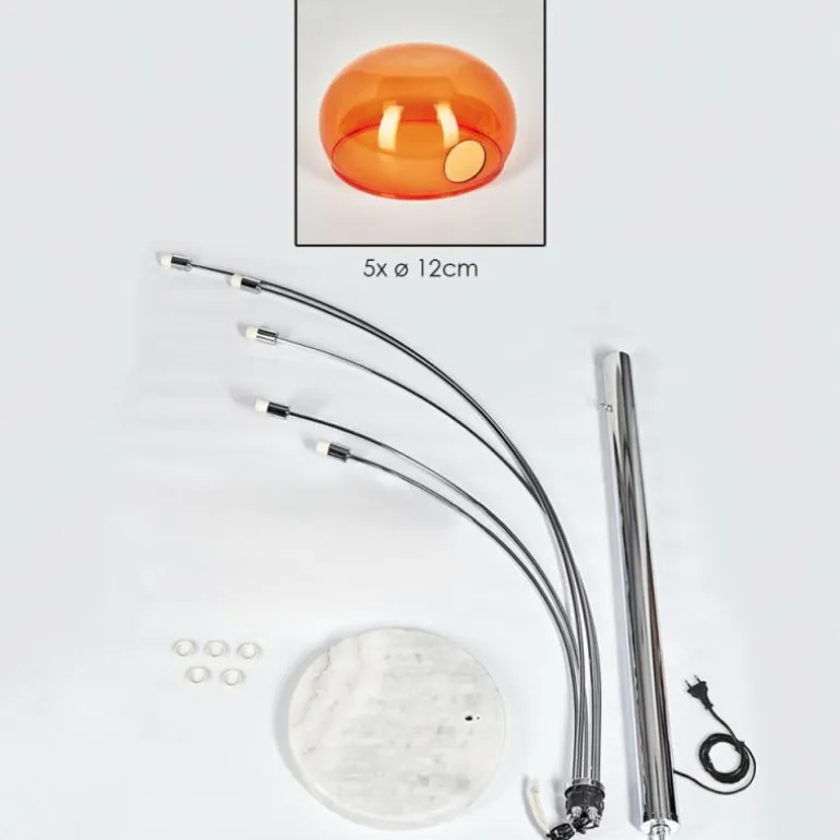 Nikkala Lampadaire Chrome, Blanc, 5 lumières