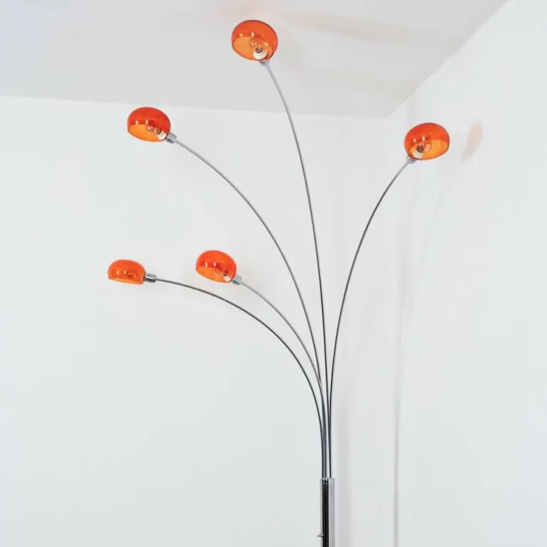 Nikkala Lampadaire Chrome, Blanc, 5 lumières