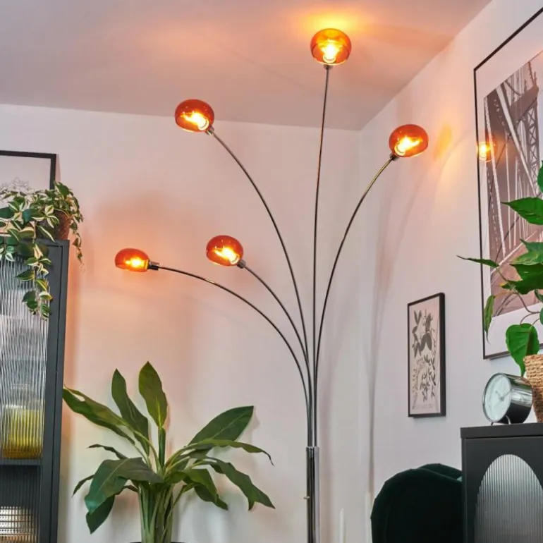 Nikkala Lampadaire Chrome, Blanc, 5 lumières
