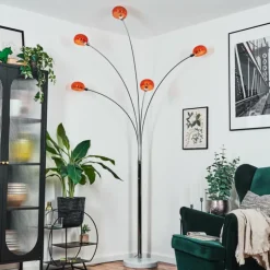 Nikkala Lampadaire Chrome, Blanc, 5 lumières