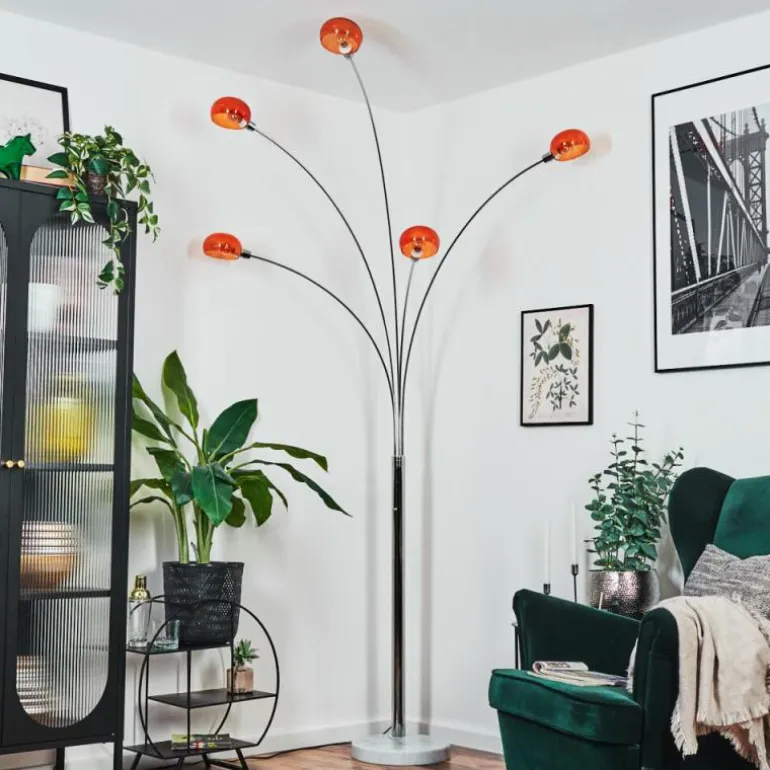 Nikkala Lampadaire Chrome, Blanc, 5 lumières