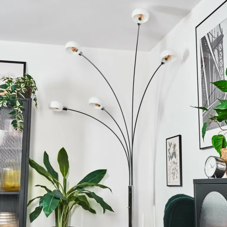 Nikkala Lampadaire Chrome, Blanc, 5 lumières