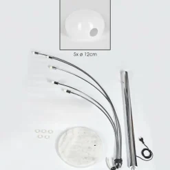 Nikkala Lampadaire Chrome, Blanc, 5 lumières