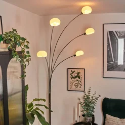 Nikkala Lampadaire Chrome, Blanc, 5 lumières