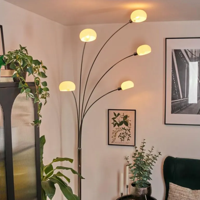Nikkala Lampadaire Chrome, Blanc, 5 lumières