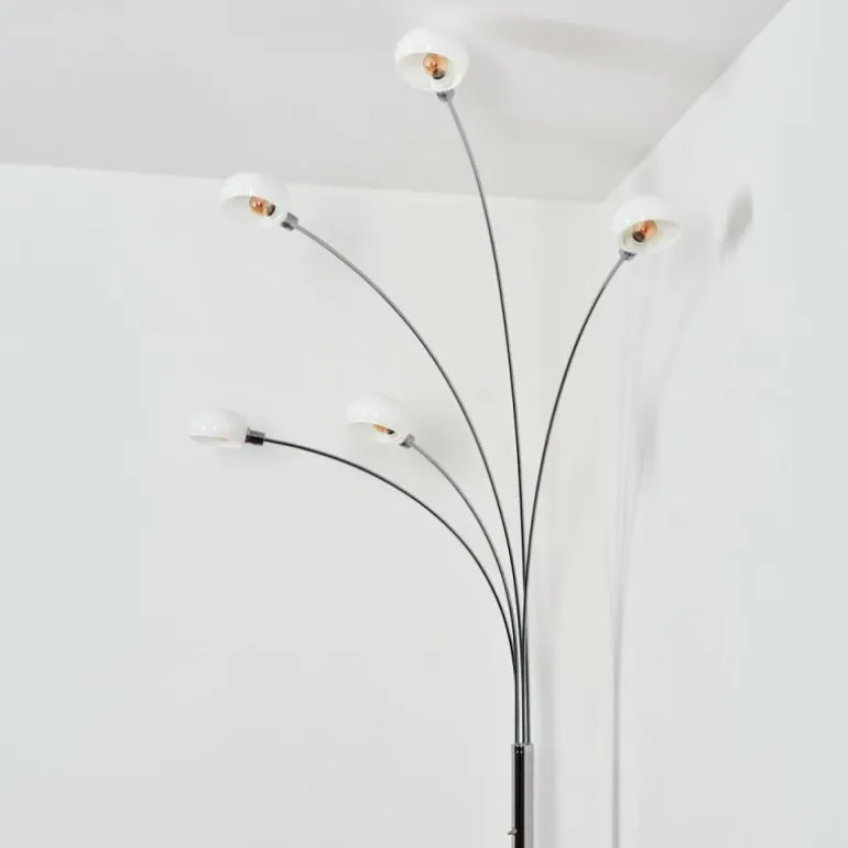 Nikkala Lampadaire Chrome, Blanc, 5 lumières