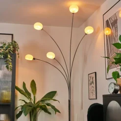 Nikkala Lampadaire Chrome, Blanc, 5 lumières