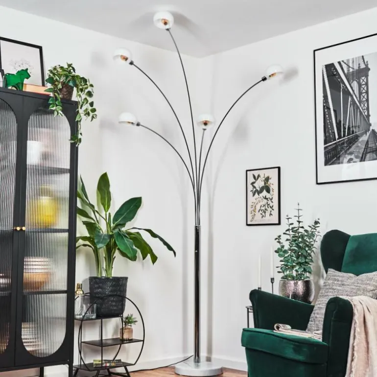 Nikkala Lampadaire Chrome, Blanc, 5 lumières