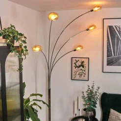 Nikkala Lampadaire Chrome, Blanc, 5 lumières