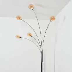 Nikkala Lampadaire Chrome, Blanc, 5 lumières