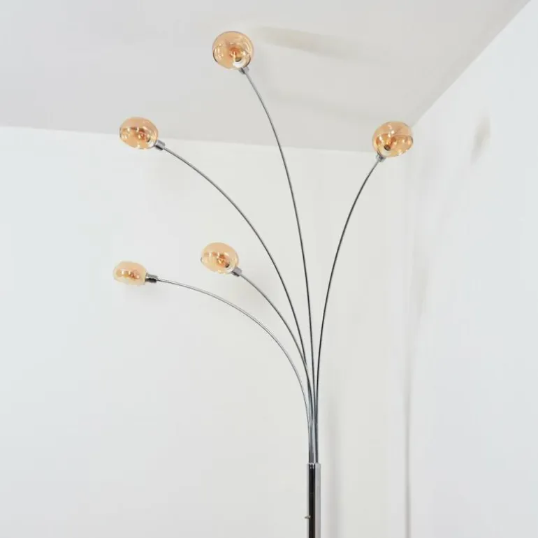 Nikkala Lampadaire Chrome, Blanc, 5 lumières