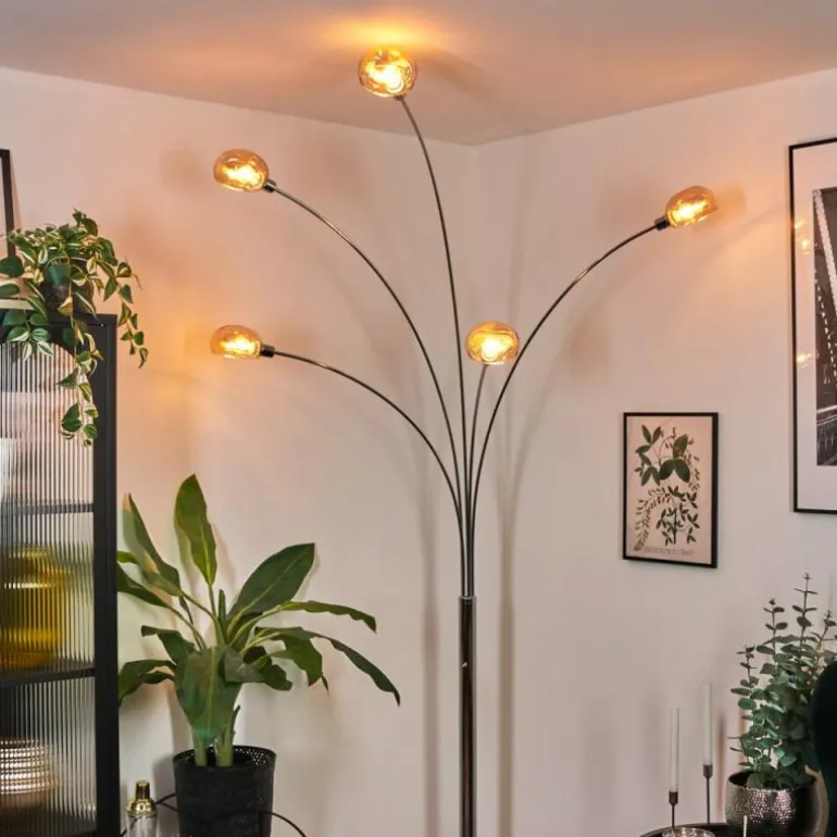 Nikkala Lampadaire Chrome, Blanc, 5 lumières