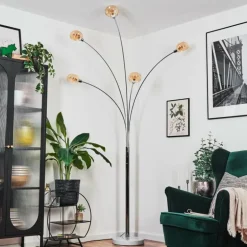 Nikkala Lampadaire Chrome, Blanc, 5 lumières