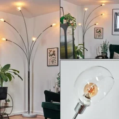 Nikkala Lampadaire Chrome, Blanc, 5 lumières
