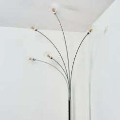 Nikkala Lampadaire Chrome, Blanc, 5 lumières