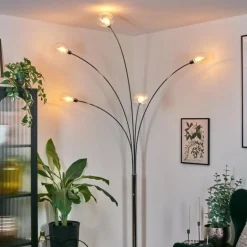 Nikkala Lampadaire Chrome, Blanc, 5 lumières