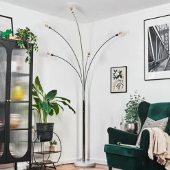 Nikkala Lampadaire Chrome, Blanc, 5 lumières