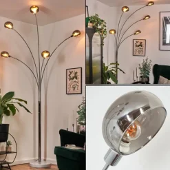 Nikkala Lampadaire Chrome, Blanc, 5 lumières