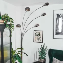 Nikkala Lampadaire Chrome, Blanc, 5 lumières