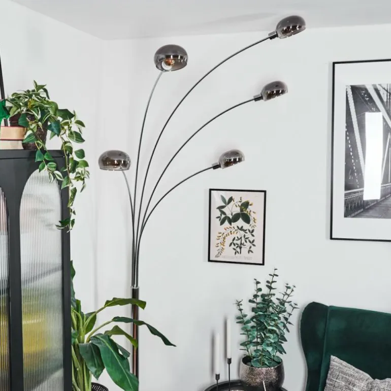 Nikkala Lampadaire Chrome, Blanc, 5 lumières