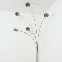 Nikkala Lampadaire Chrome, Blanc, 5 lumières
