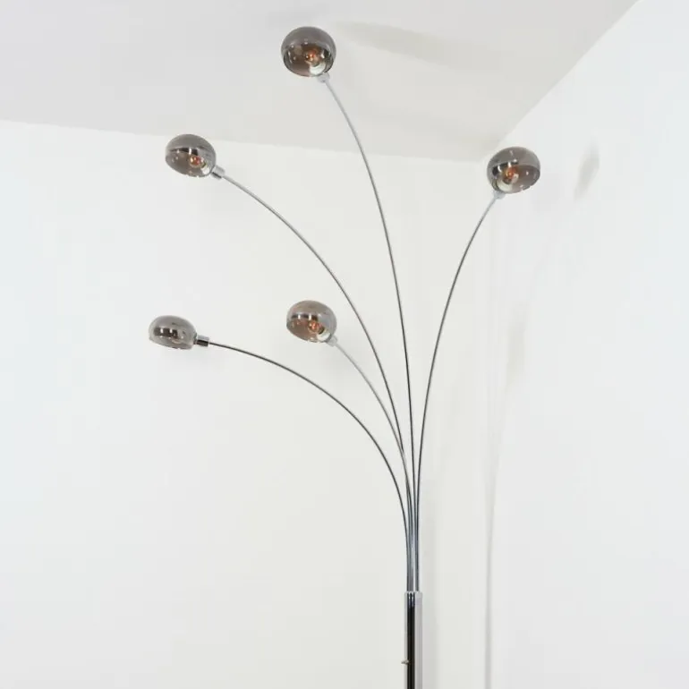 Nikkala Lampadaire Chrome, Blanc, 5 lumières
