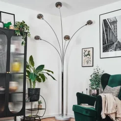 Nikkala Lampadaire Chrome, Blanc, 5 lumières