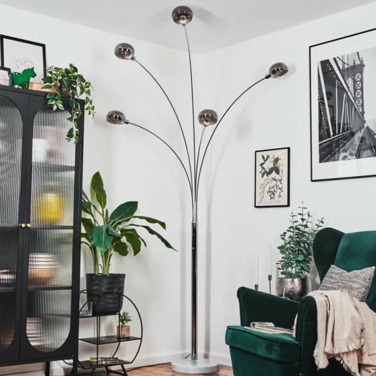 Nikkala Lampadaire Chrome, Blanc, 5 lumières