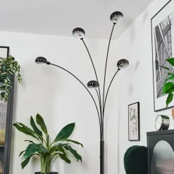 Nikkala Lampadaire Chrome, Noir, 5 lumières