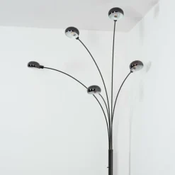 Nikkala Lampadaire Chrome, Noir, 5 lumières
