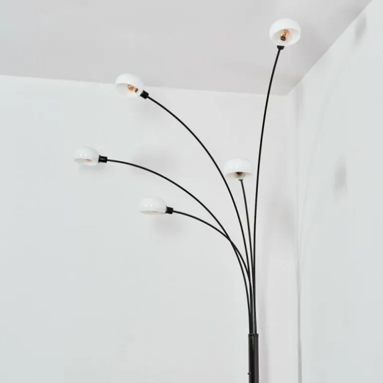 Nikkala Lampadaire Chrome, Noir, 5 lumières